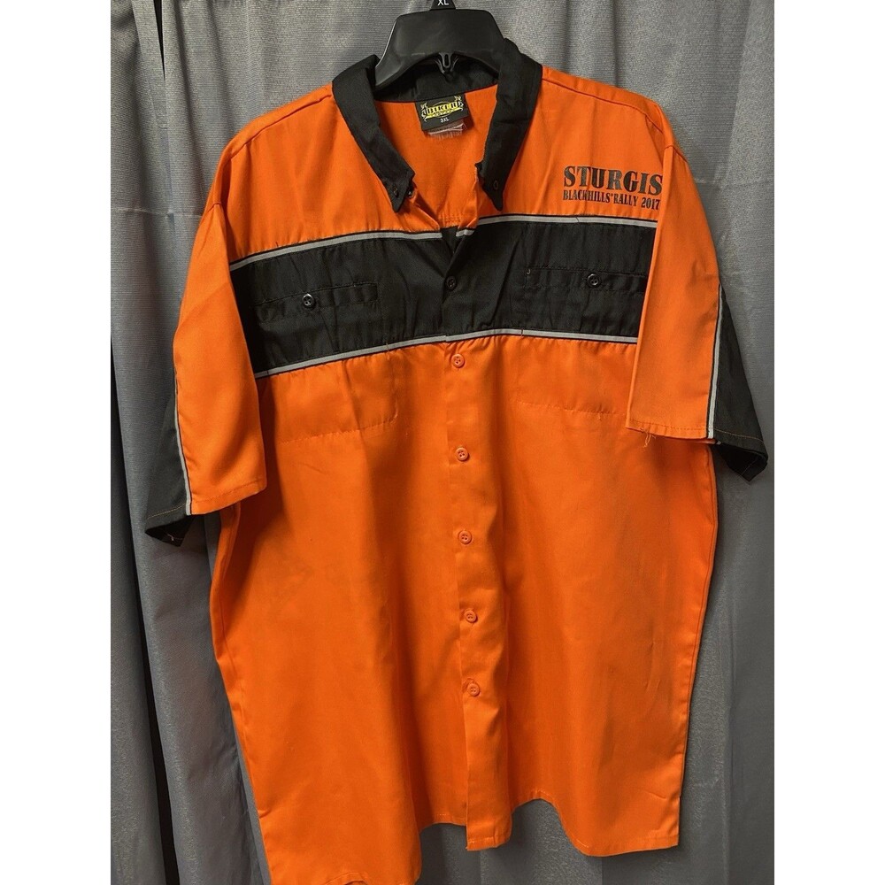 Biker Clothing Company 3XL Orange/Black Button-Front Work Shirt Sturgis 2017